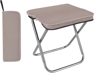 Portable Stool 10.6 Inch with Carry Bag Small Folding for Adults Outdoor Stools Ultralight Camping Hiking Fishing Hold Up to 176 LBS Chair Travel Picnic Barbecue-Khaki