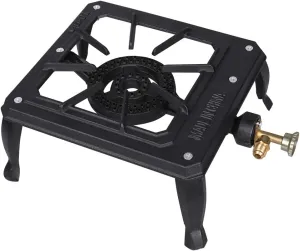 Portable Stove Burner Cast Iron Propane LPG Gas Cooker for Patio Outdoor Camping BBQ, Not Include Adapter