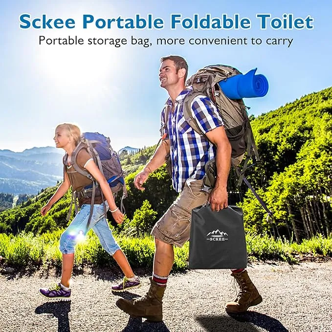 Portable Toilet for Adults, XL Portable Toilet for Camping, 16.5'' Camping Toilet with Lid, Camp Toilet with Handbag, Travel Potty for Camping, Hiking, RoadTrip, Car, Tent (blue)