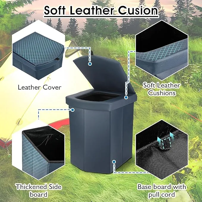 Portable Toilet for Adults, XL Portable Toilet for Camping, 16.5'' Camping Toilet with Lid, Camp Toilet with Handbag, Travel Potty for Camping, Hiking, RoadTrip, Car, Tent (blue)