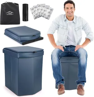 Portable Toilet for Adults, XL Portable Toilet for Camping, 16.5'' Camping Toilet with Lid, Camp Toilet with Handbag, Travel Potty for Camping, Hiking, RoadTrip, Car, Tent (blue)