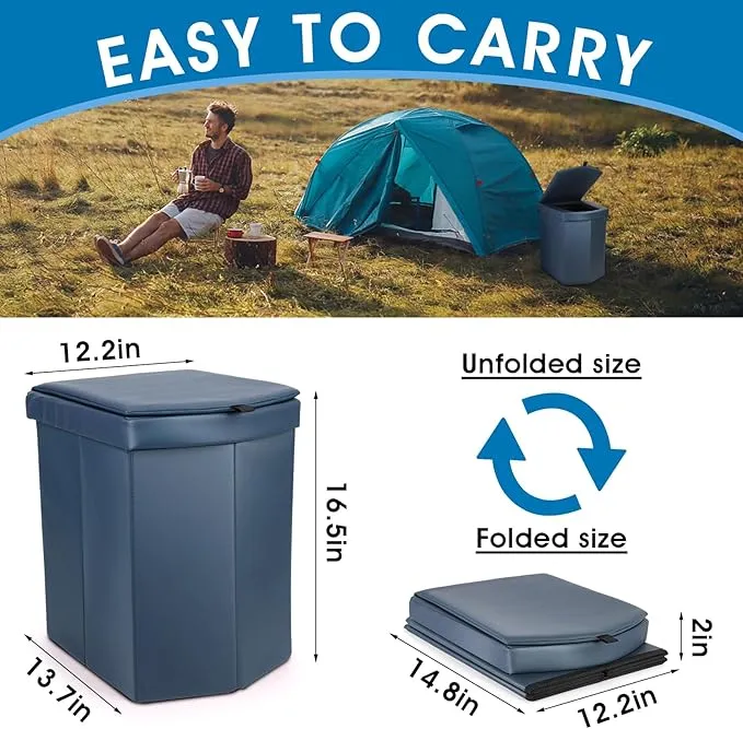 Portable Toilet for Adults, XL Portable Toilet for Camping, 16.5'' Camping Toilet with Lid, Camp Toilet with Handbag, Travel Potty for Camping, Hiking, RoadTrip, Car, Tent (blue)