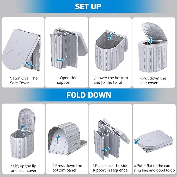 Portable Toilet, Upgraded 12-inch Toilet Seat, Folding Toilet With Removable Paper Holder, Camping Toilet With A Load Capacity Of 450 Lbs, Portable Potty For Indoor, Outdoor, And Emergency Use
