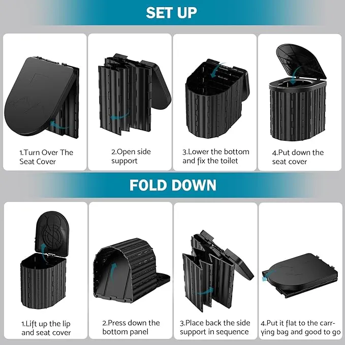 Portable Toilet, Upgraded 12-inch Toilet Seat, Folding Toilet With Removable Paper Holder, Camping Toilet With A Load Capacity Of 450 Lbs, Portable Potty For Indoor, Outdoor, And Emergency Use