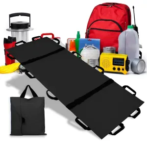 Portable Transport Stretcher with 12 Handles Carrying Bag Patient Animal Mover Travel Size Emergency Casualty Evacuation-Capacity 400lbs (Black2025)
