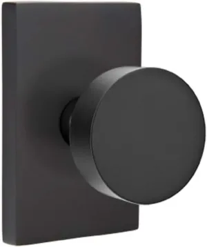 Privacy Set, Modern Rectangle Rosette, Modern Round Knob, Flat Black