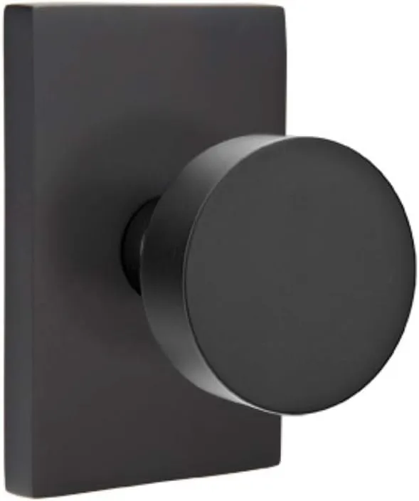 Privacy Set, Modern Rectangle Rosette, Modern Round Knob, Flat Black