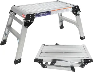 Pro-Lift Work Platform Aluminum Step– 35.6"x15.55"x15.74" Ladder Portable Work Bench Aluminum Folding Step Stool with Non Skid Platform Step with Max 400 lbs Capacity, for Washing Vehicles, Cleaning.