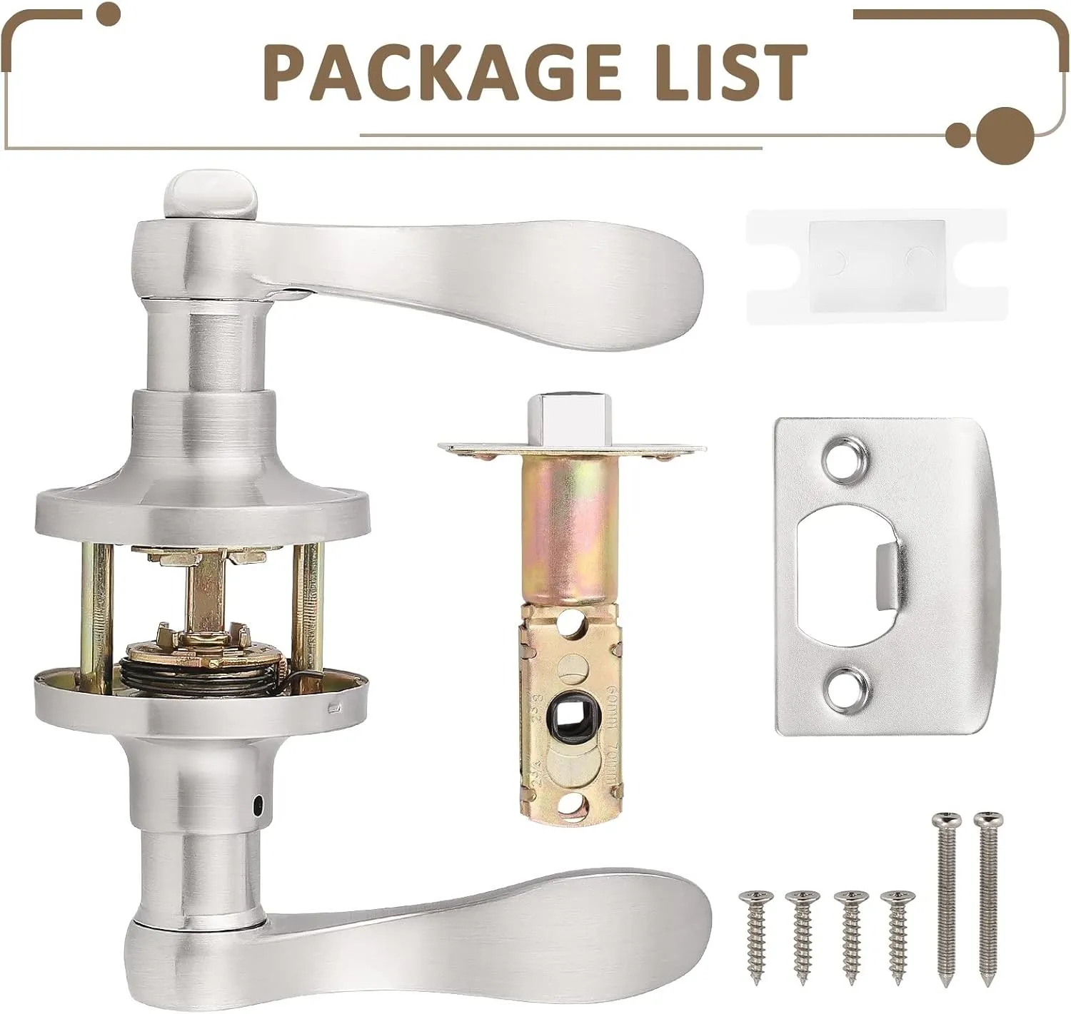 Probrico 10 Pack Privacy Door Lever Thumb Turn Lock on The Inside, Locking Door Handle Set for Bedroom & Bathroom Doors,Keyless Satin Nickel Finish Wave Door Lock, Reversible Right & Left Side Handed