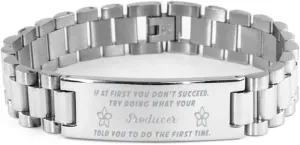 Producer Bracelet, If at first you don't succeed, try doing what your athletic trainer told you to do the first time., Stainless Steel Courage Inspirational Wristband, Ladder Style