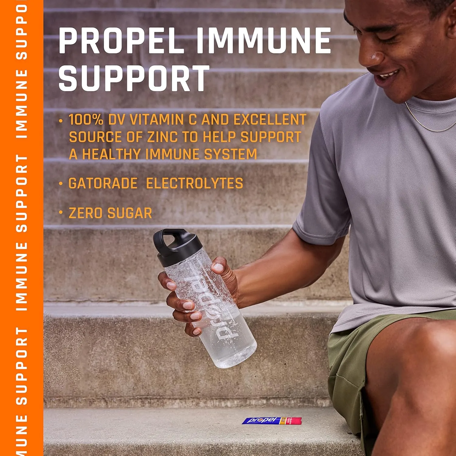 Propel Immune Support With Vitamin C   Zinc Powder Packets, Lemon Blackberry, 10 Count (Pack of 12)