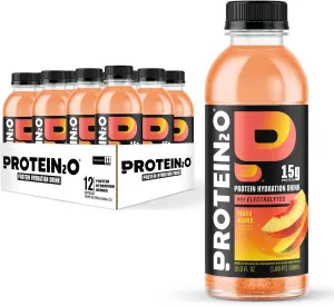 Protein2o 15g Whey Protein Infused Water, Peach Mango, 16.9 Oz Bottle (Pack of 12)