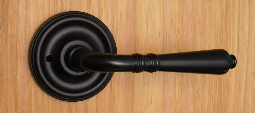 Providence by FPL- Solid Brass Privacy Lever Set for Bedroom/Bathroom Doors, 2-3/8" Backset, Black Finish
