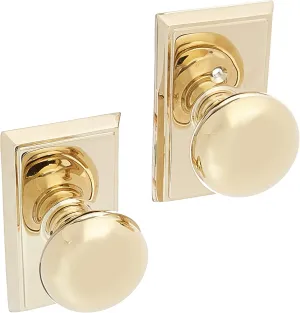 Providence Door Set with Round Brass Knobs Passage in Polished Brass. Doorsets.