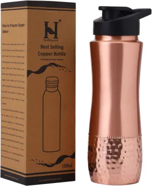 Pure Copper Water Bottle with Sipper, 900 Ml Capacity (30.4 US Fl Ounce) For Ayurveda Health Benefits