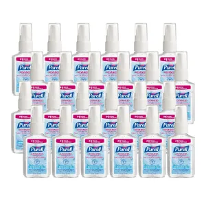 PURELL Advanced Hand Sanitizer Refreshing Gel, Clean Scent, 2 fl oz Travel Size Pump Bottle (Pack of 24) – 9606-24