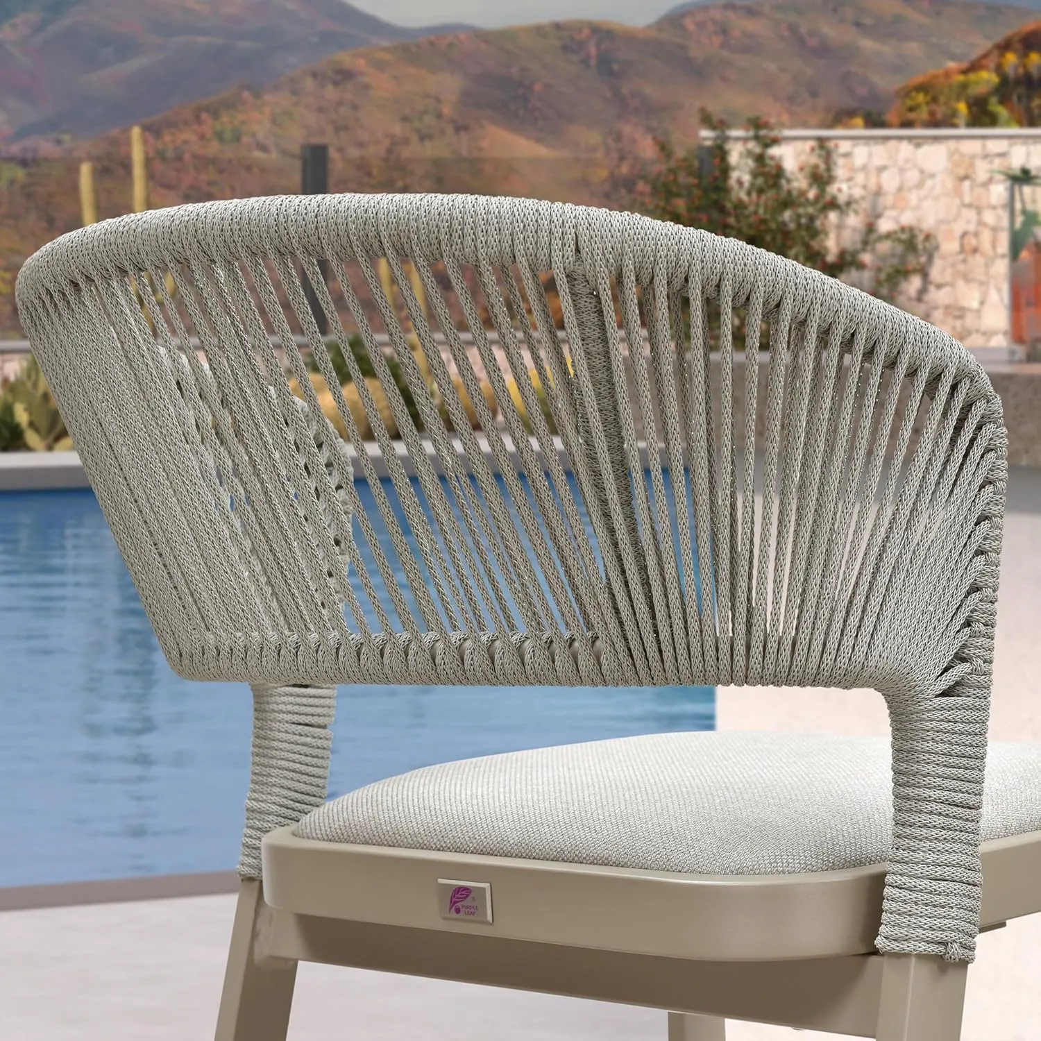 PURPLE LEAF Bar Stool Set of 2 Outdoor Bar Chairs with Backrest Bar Height Stools Rattan Stool Wicker Champagne Barstools