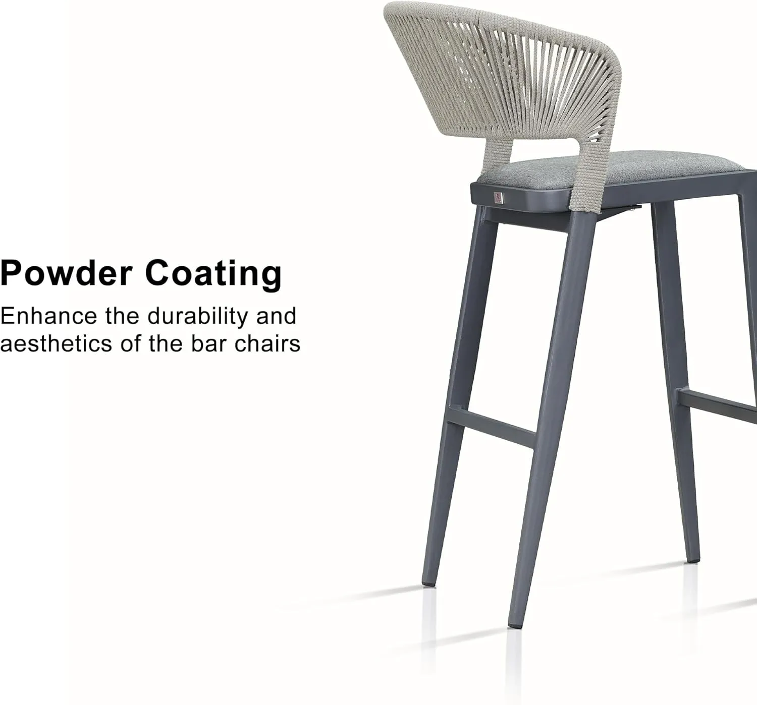 PURPLE LEAF Bar Stool Set of 2 Outdoor Bar Chairs with Footrest Bar Height Stools Hold 300 Pounds Wicker Dark Gray Barstools