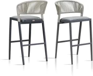 PURPLE LEAF Bar Stool Set of 2 Outdoor Bar Chairs with Footrest Bar Height Stools Hold 300 Pounds Wicker Dark Gray Barstools