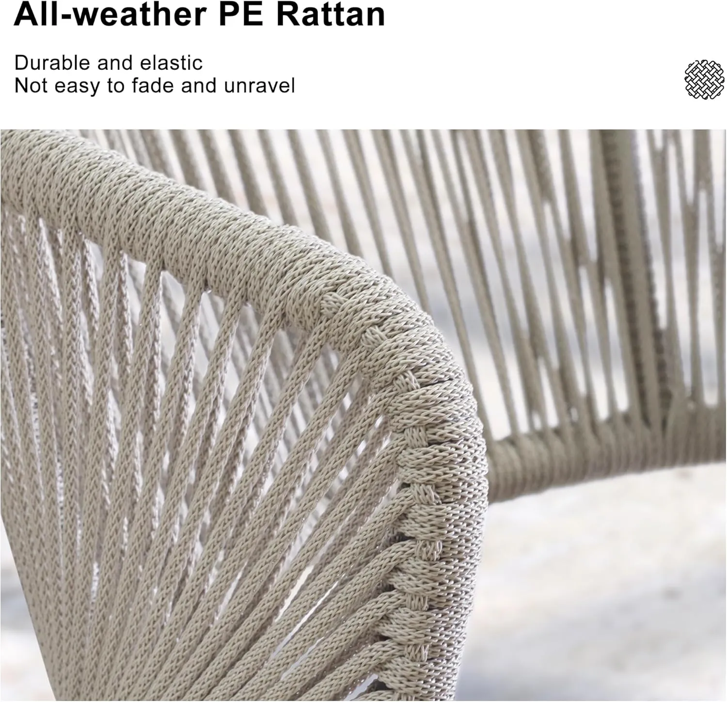 PURPLE LEAF Bar Stool Set of 2 Outdoor Bar Chairs with Footrest Bar Height Stools Hold 300 Pounds Wicker Dark Gray Barstools