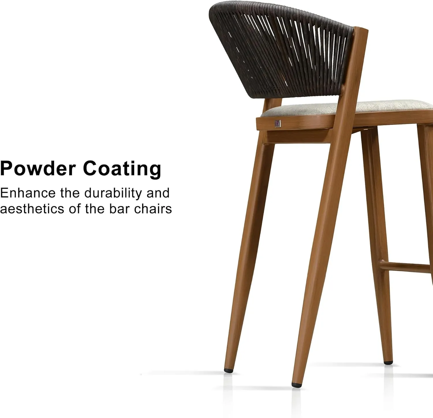 PURPLE LEAF Bar Stool Set of 2 Outdoor Bar Stool Chair with Back Aluminum Bar Height Stools Wicker Brown Barstools
