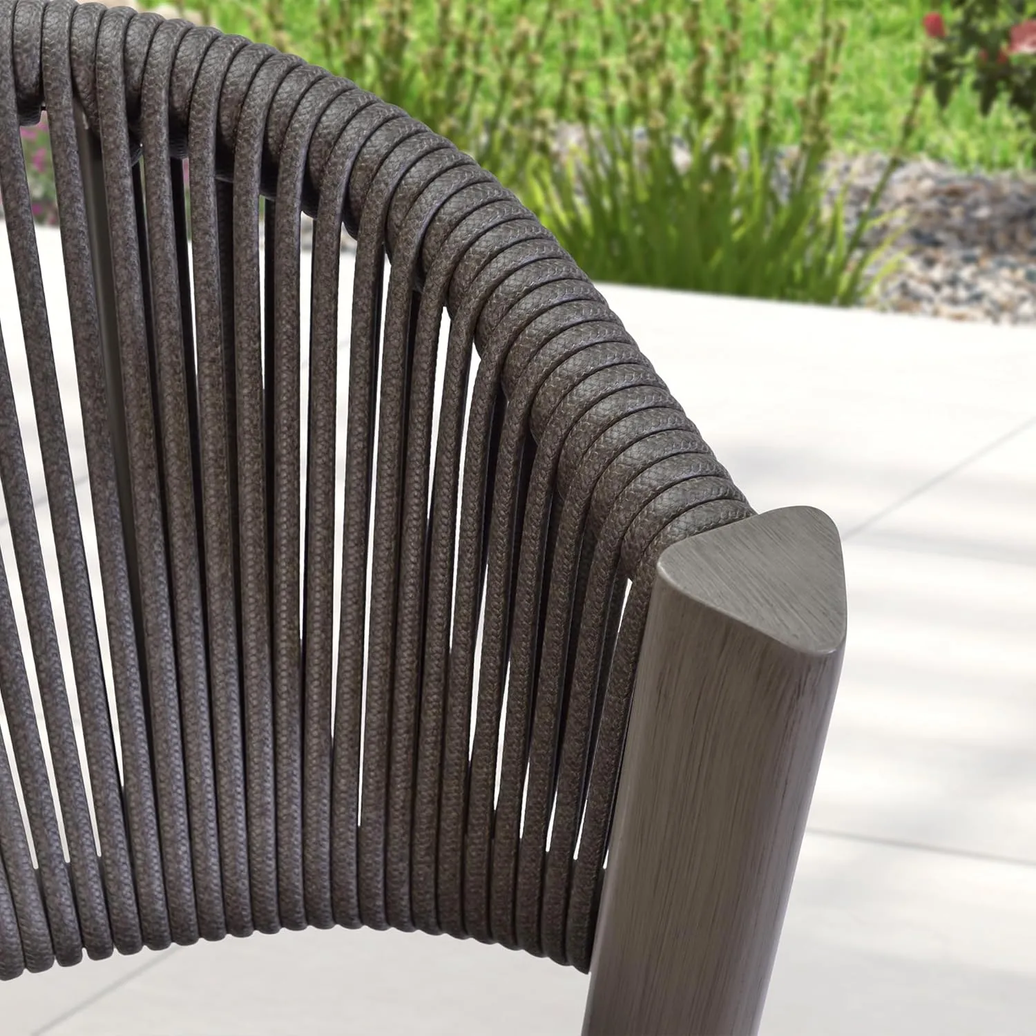 PURPLE LEAF Bar Stool Set of 2 Outdoor Rattan Bar Chair with Back Metal Bar Height Stool Wicker Barstool Grey