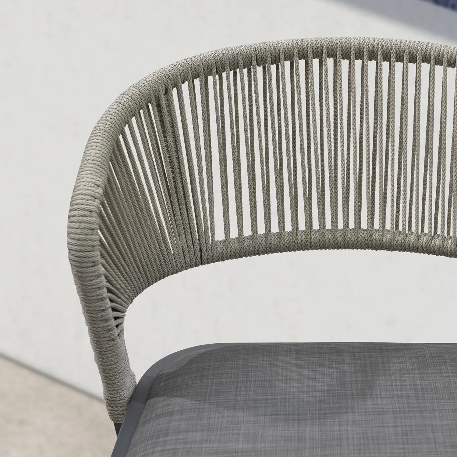 PURPLE LEAF Counter Height Bar Stool Set of 2 Modern Aluminum Rattan Wicker Outdoor Barstools with Backrest and Cushion for Kitchen Lawn Pool Bar Chairs Dark Grey