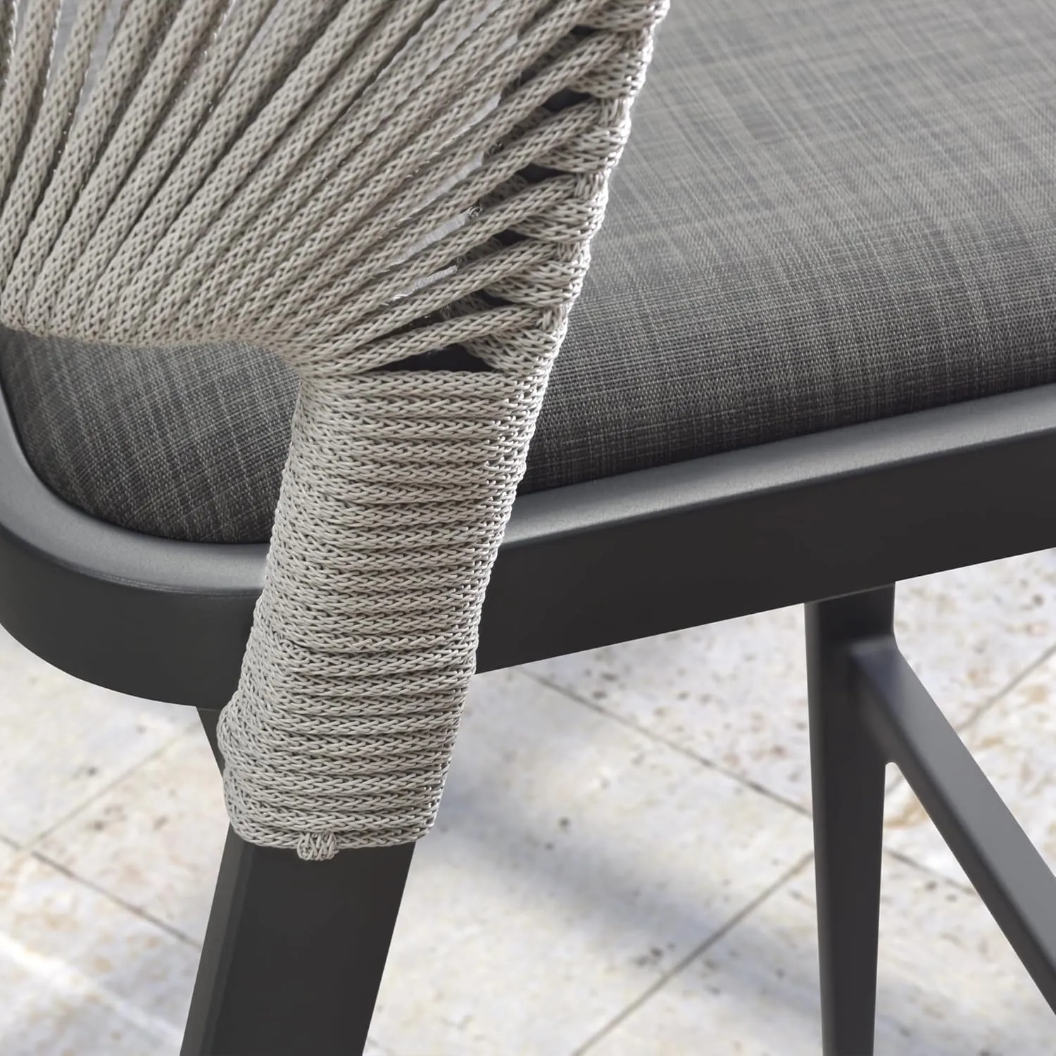 PURPLE LEAF Counter Height Bar Stool Set of 2 Modern Aluminum Rattan Wicker Outdoor Barstools with Backrest and Cushion for Kitchen Lawn Pool Bar Chairs Dark Grey