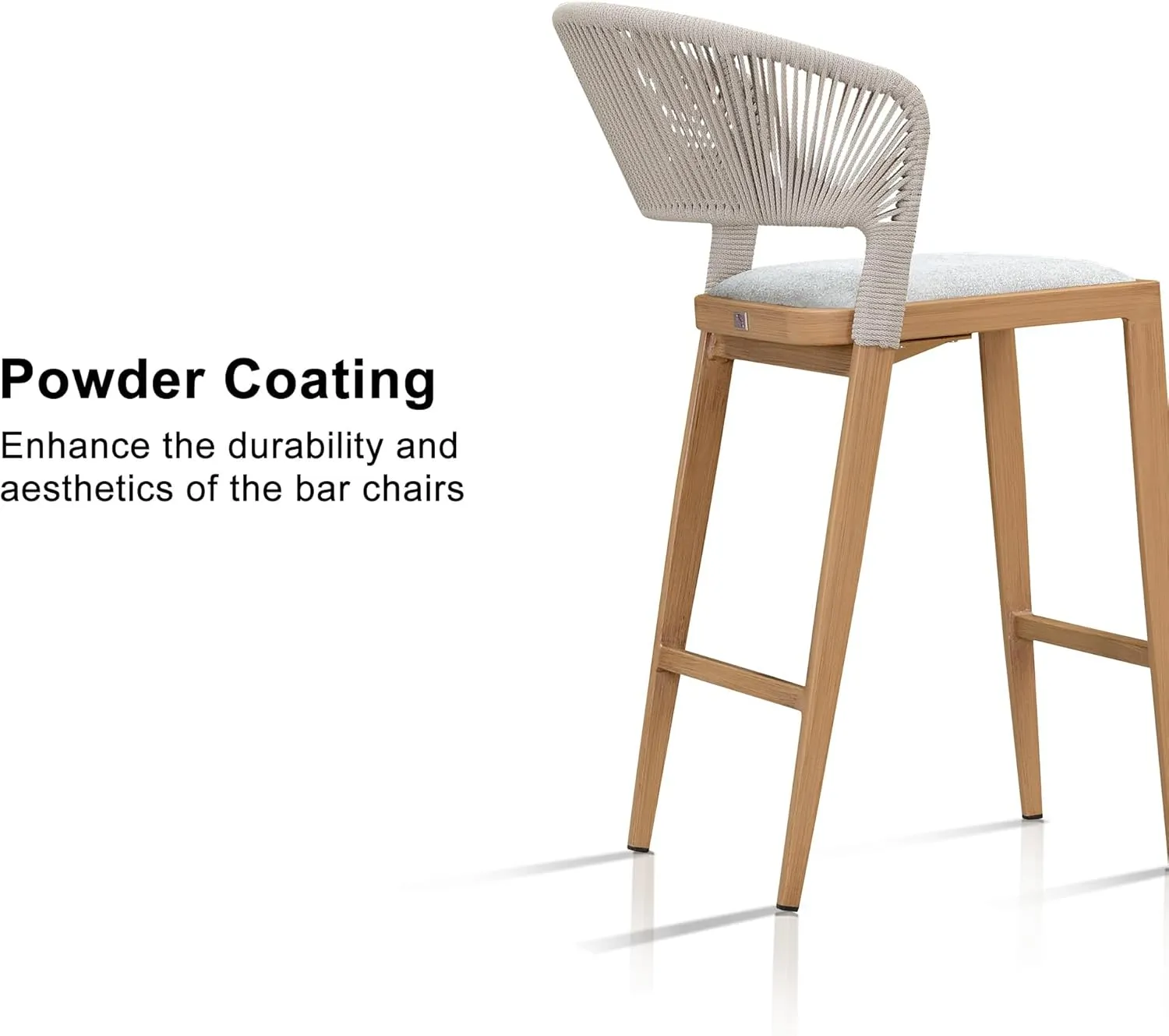 PURPLE LEAF Counter Height Bar Stool Set of 2 Outdoor Counter Stool with Footrest Patio Bar Height Stools Wicker Barstools for Kitchen Light Brown