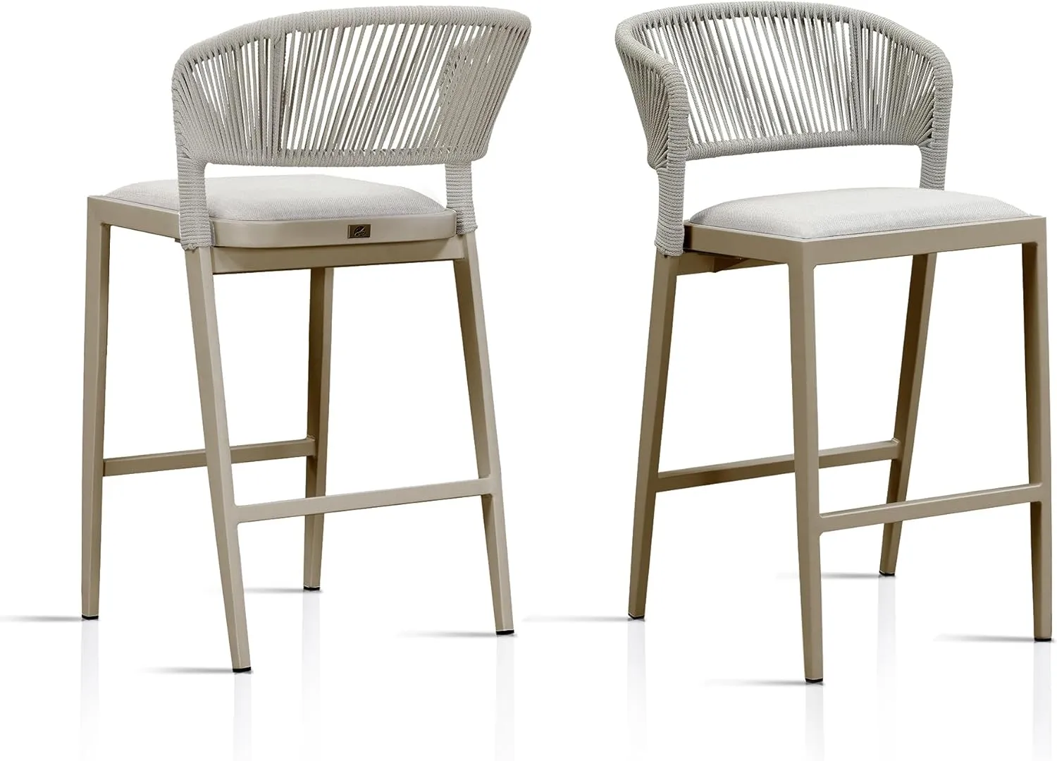 PURPLE LEAF Counter Height Bar Stool Set of 2 Patio Bar Stools Modern Bar Height Stools Wicker Barstools for Kitchen Island Champagne Counter Chairs