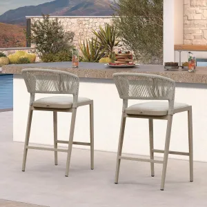 PURPLE LEAF Counter Height Bar Stool Set of 2 Patio Bar Stools Modern Bar Height Stools Wicker Barstools for Kitchen Island Champagne Counter Chairs