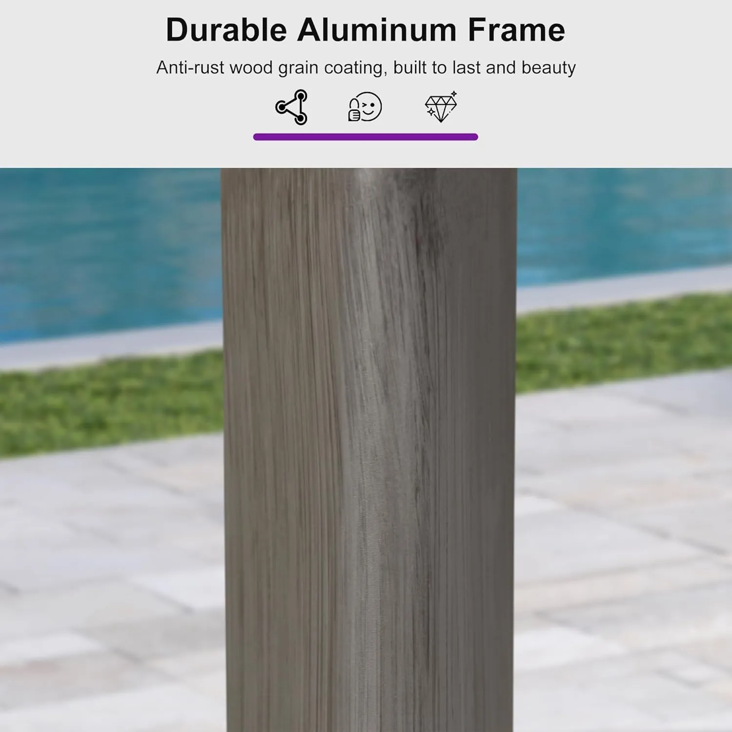PURPLE LEAF Outdoor Bar Stool Set of 2 Rattan Wicker Patio Stool Bar Height Stool Bar Chairs Aluminum Barstool for Island Lawn Kitchen Grey