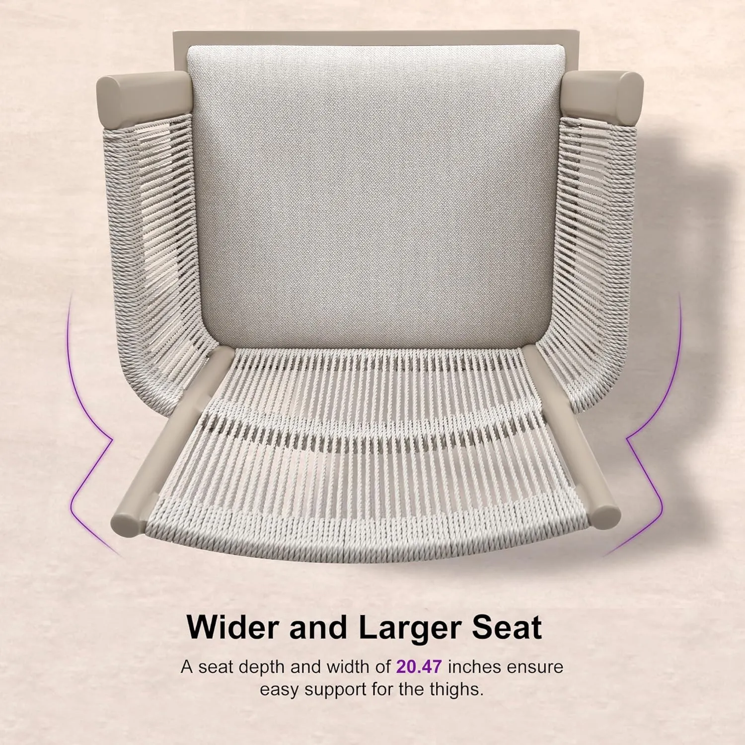 PURPLE LEAF Outdoor Counter Height Bar Stool Set of 2 Modern Bar Chairs with High Back and High Armrests Outdoor Aluminum Woven Rattan Barstools for Kitchcen Island Indoor Champagne