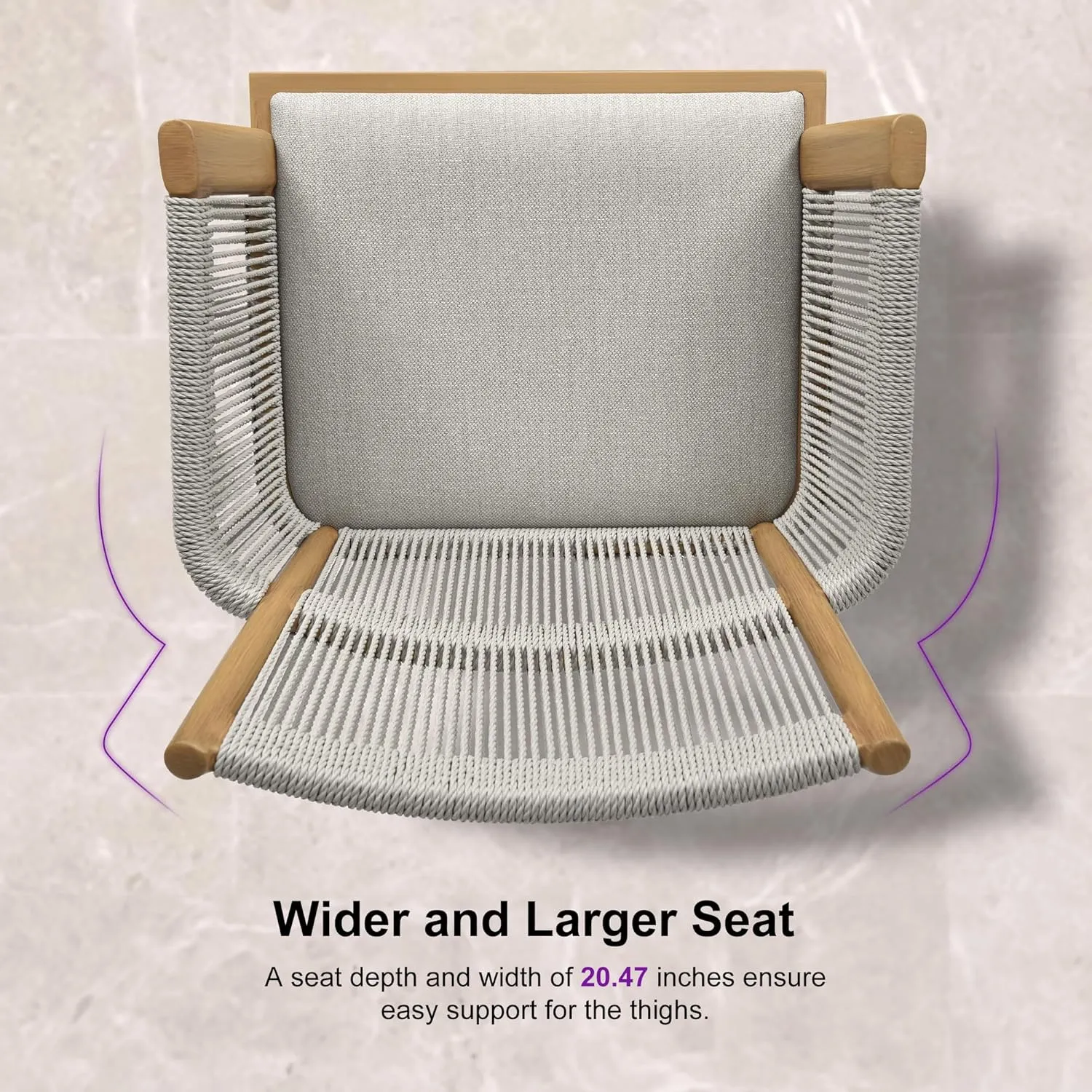 PURPLE LEAF Outdoor Counter Height Bar Stool Set of 2 Modern Bar Chairs with High Back and High Armrests Outdoor Aluminum Woven Rattan Barstools for Kitchcen Island Indoor Teak