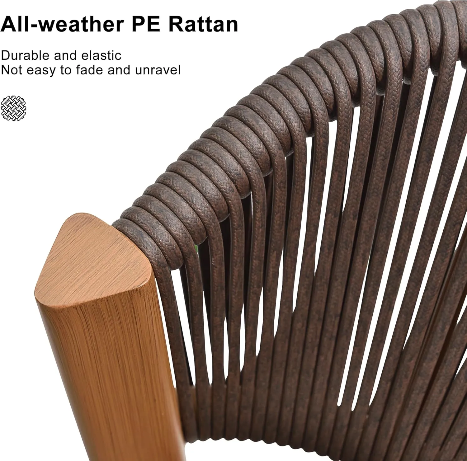 PURPLE LEAF Two Pack Bar Stools Patio Bar Stools with Back Aluminum Bar Height Stools Wicker Brown Barstools, Mix Gray Cushion