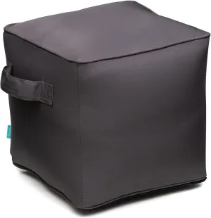 QILLOWAY Indoor/Outdoor Inflatable Stool, Ottoman Pouf Cube 16",All Weather Foot Rest for Camping or Home (Dark Grey)