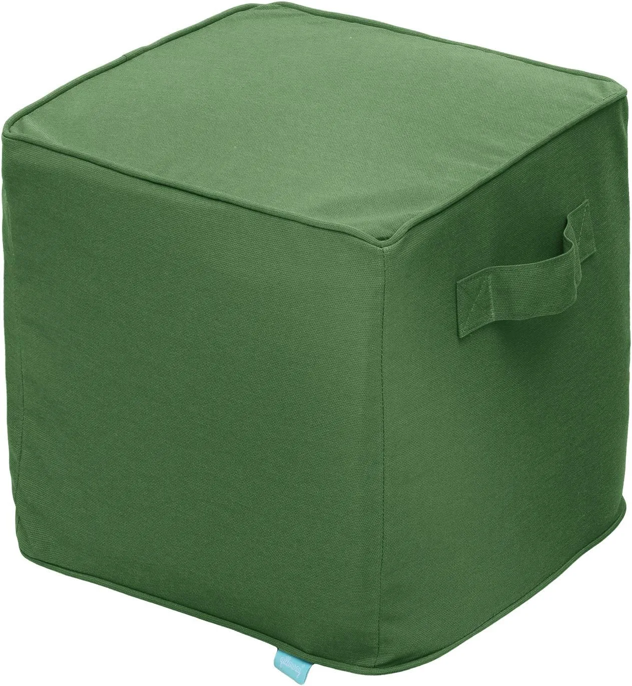 QILLOWAY Indoor/Outdoor Inflatable Stool, Ottoman Pouf Cube 16",All Weather Foot Rest for Camping or Home (Green)
