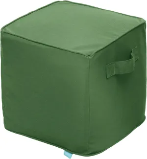 QILLOWAY Indoor/Outdoor Inflatable Stool, Ottoman Pouf Cube 16",All Weather Foot Rest for Camping or Home (Green)