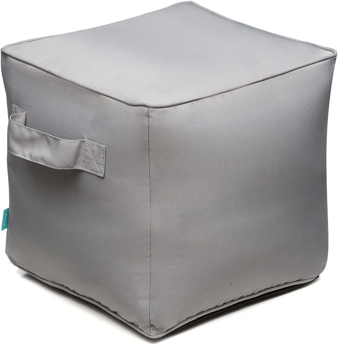 QILLOWAY Indoor/Outdoor Inflatable Stool, Ottoman Pouf Cube 16",All Weather Foot Rest for Camping or Home (Light Grey)