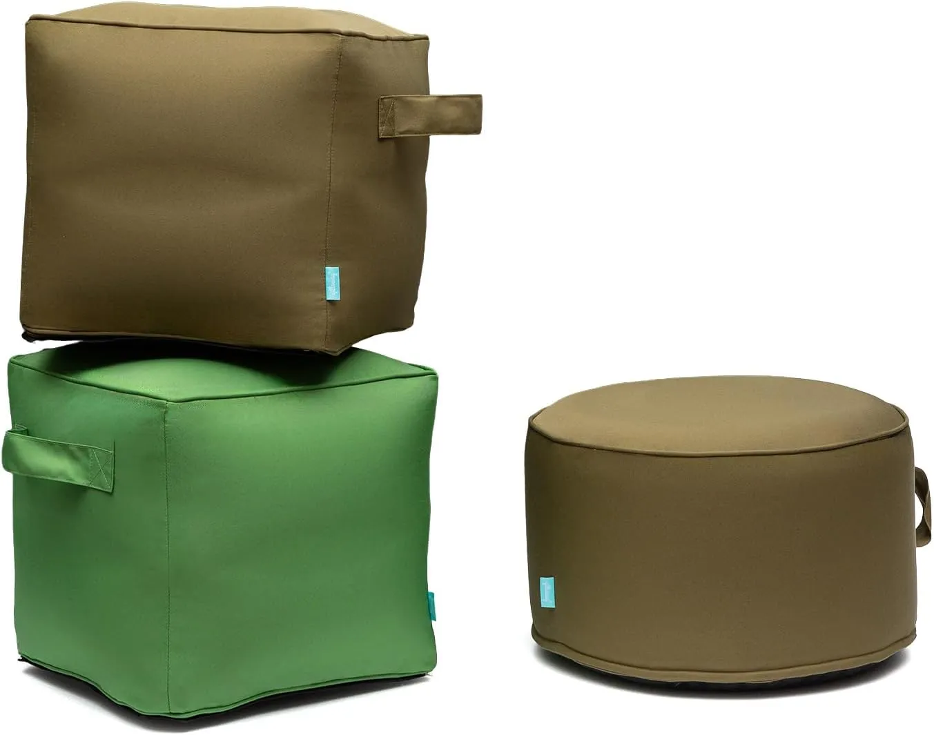 QILLOWAY Indoor/Outdoor Inflatable Stool, Ottoman Pouf Cube 16",All Weather Foot Rest for Camping or Home (Light Grey)