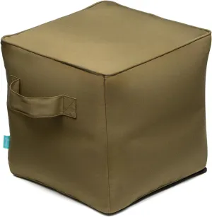 QILLOWAY Indoor/Outdoor Inflatable Stool, Ottoman Pouf Cube 16",All Weather Foot Rest for Camping or Home (Sage)