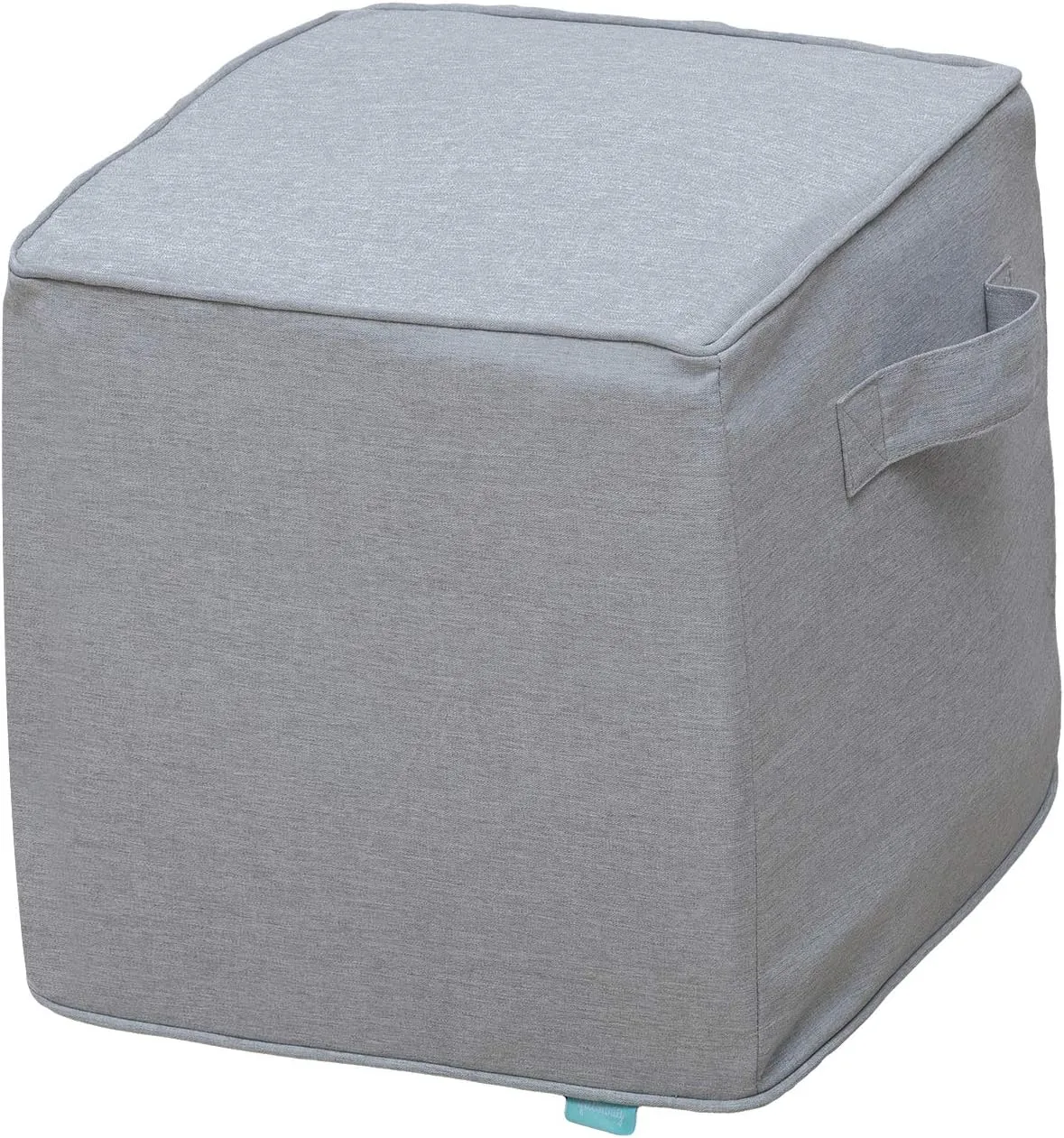 QILLOWAY Indoor/Outdoor Inflatable Stool, Ottoman Pouf Cube 16",All Weather Foot Rest for Camping or Home (Silver/Grey)