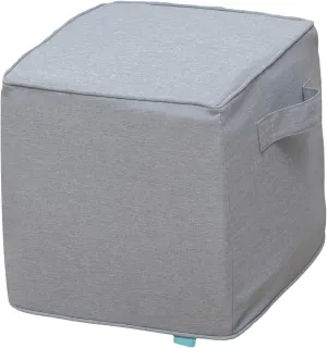 QILLOWAY Indoor/Outdoor Inflatable Stool, Ottoman Pouf Cube 16",All Weather Foot Rest for Camping or Home (Silver/Grey)