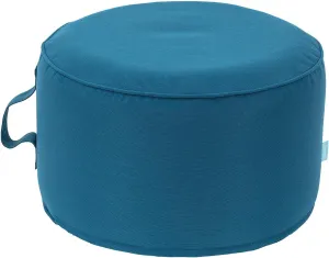 QILLOWAY Indoor/Outdoor Inflatable Stool,Round Ottoman,All Weather Foot Rest for Camping or Home,All Peacock Blue