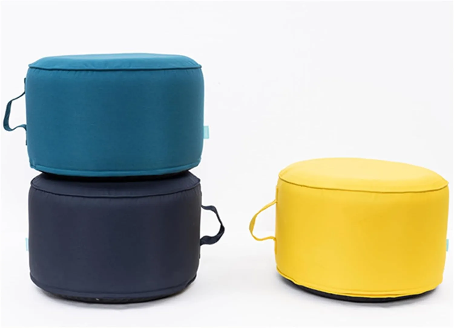 QILLOWAY Indoor/Outdoor Inflatable Stool,Round Ottoman,All Weather Foot Rest for Camping or Home,All Peacock Blue