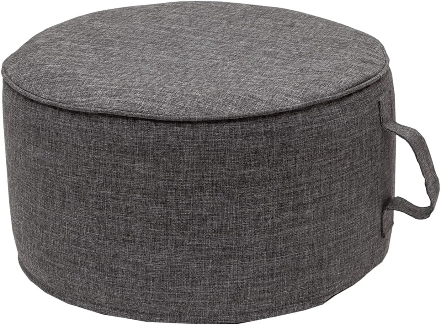 QILLOWAY Indoor/Outdoor Inflatable Stool,Round Ottoman,All Weather Foot Rest for Camping or Home,Charcoal Grey/Black