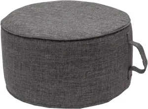 QILLOWAY Indoor/Outdoor Inflatable Stool,Round Ottoman,All Weather Foot Rest for Camping or Home,Charcoal Grey/Black