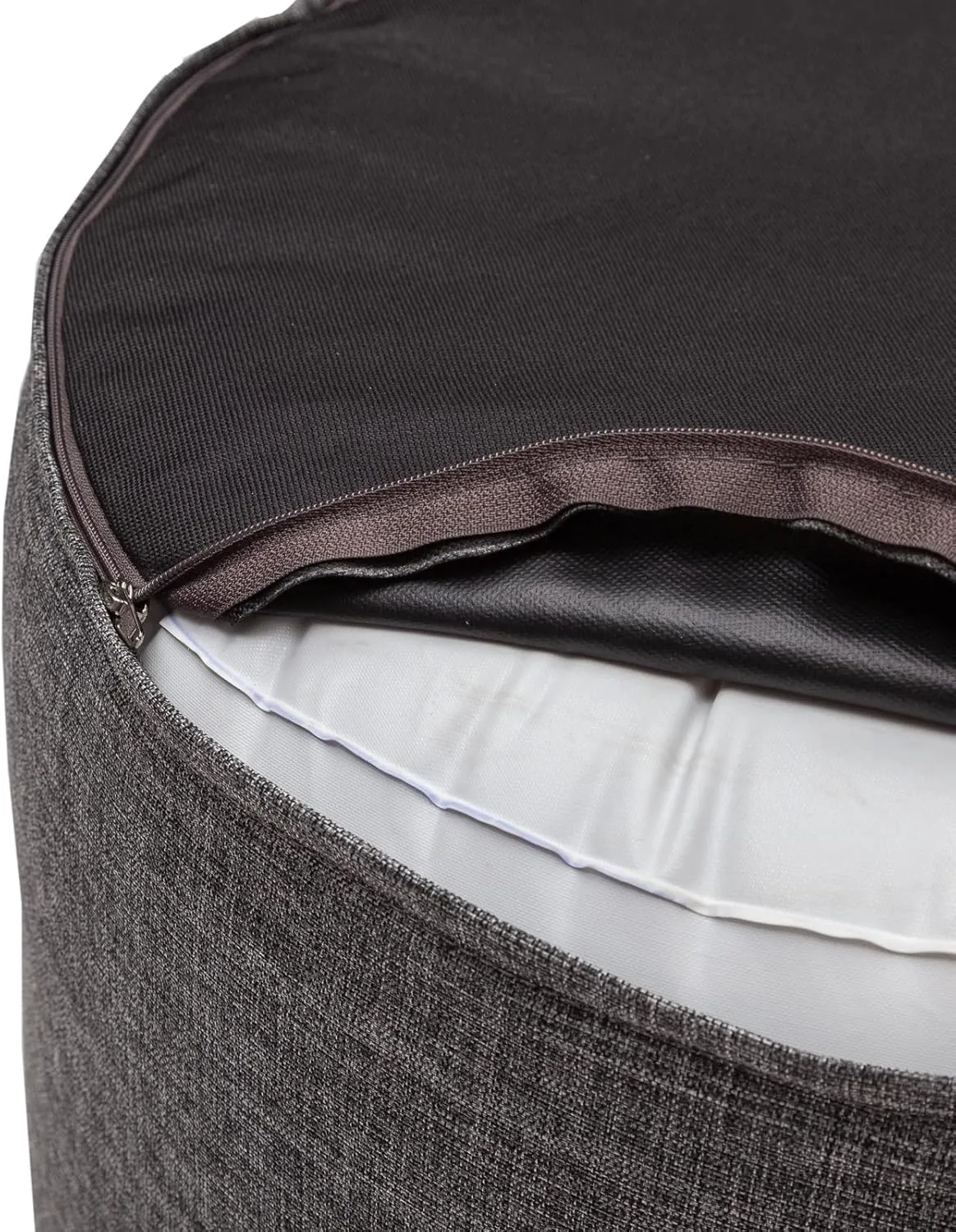 QILLOWAY Indoor/Outdoor Inflatable Stool,Round Ottoman,All Weather Foot Rest for Camping or Home,Charcoal Grey/Black