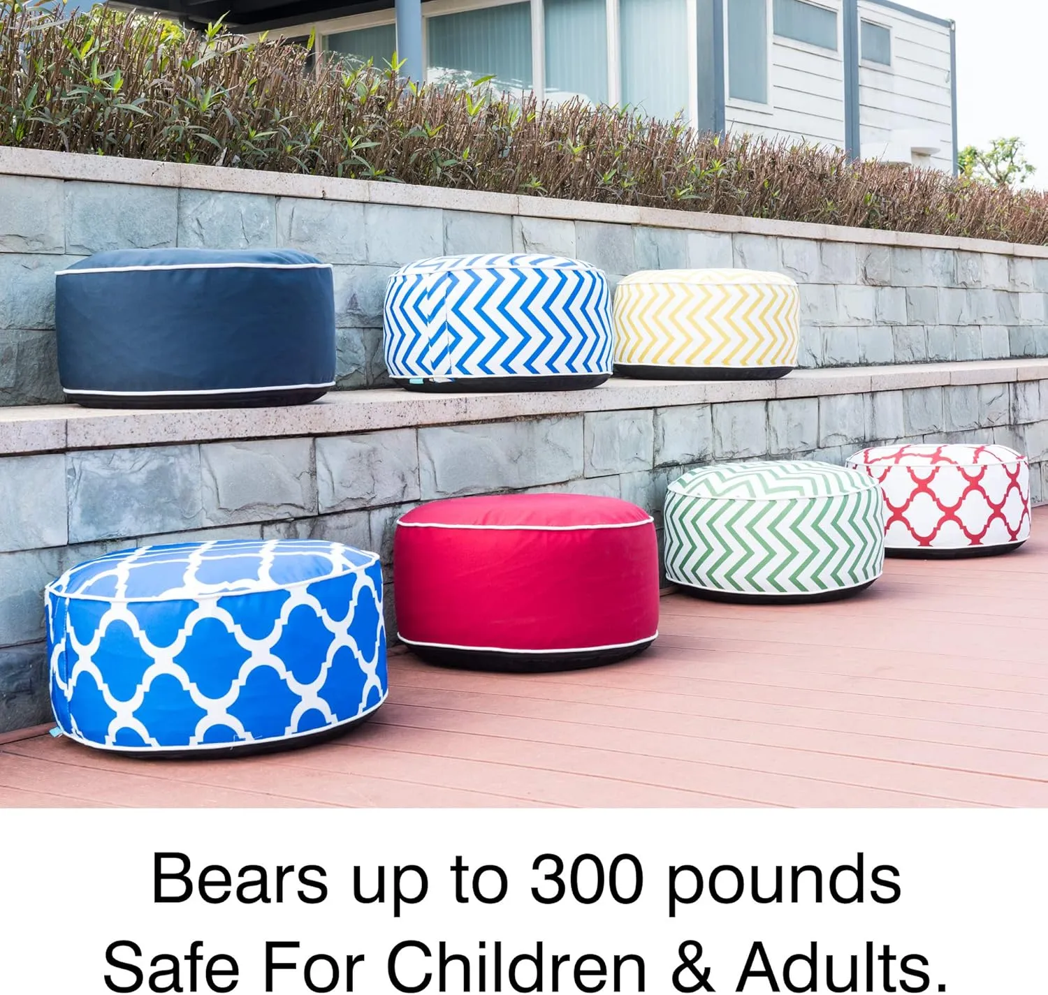 QILLOWAY Indoor/Outdoor Inflatable Stool,Round Ottoman,All Weather Foot Rest for Camping or Home,Coffee