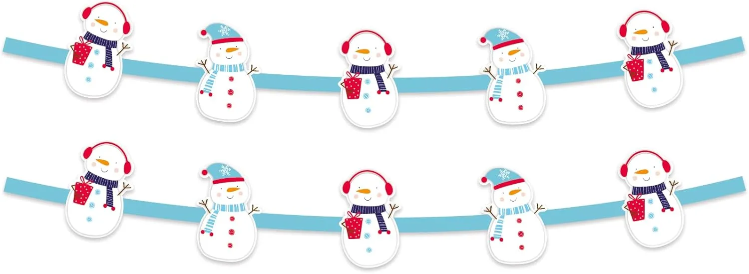Quickdraw Set of 18 Christmas Card Holder Pegs with Hanging Cord Snowman Reindeer & Santa Designs (Snowman Design)
